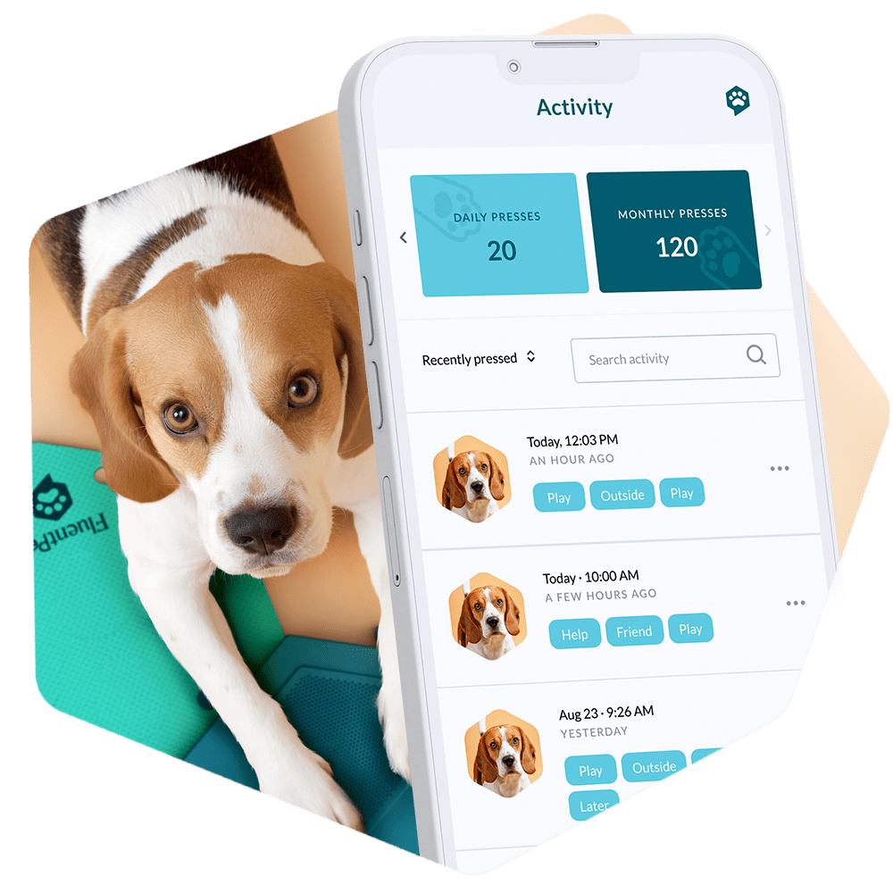 Each and every button press on FluentPet Connect is captured through the FluentPet app. Track words, trends, and patterns to better understand what your learner is saying. Share your learner's progress easily with our community of button teachers, and lea